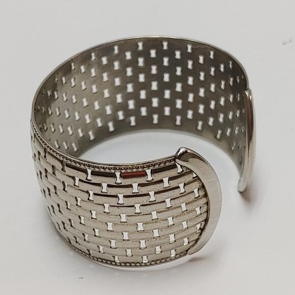 ⭐️3/$30 Vintage Silver Tone Adjustable Cuff Bracelet Silvertone Boho Retro - Picture 5 of 6